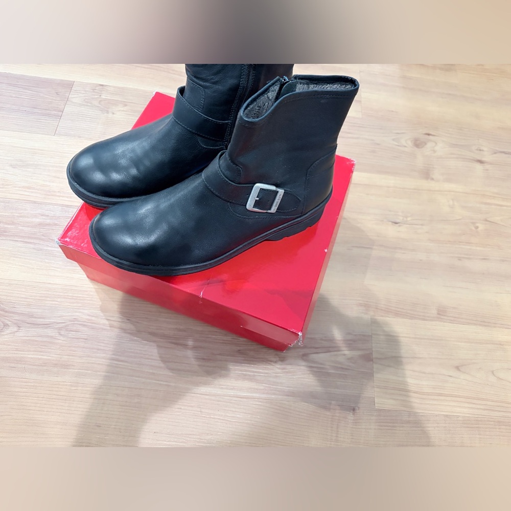 Wolky Black Leather Moto Boots Nita Water Resistant